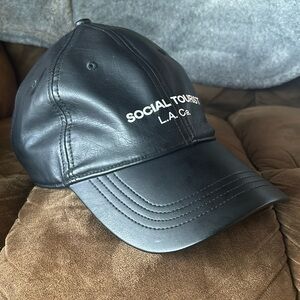 Black Faux Leather L.A. Co. Hat